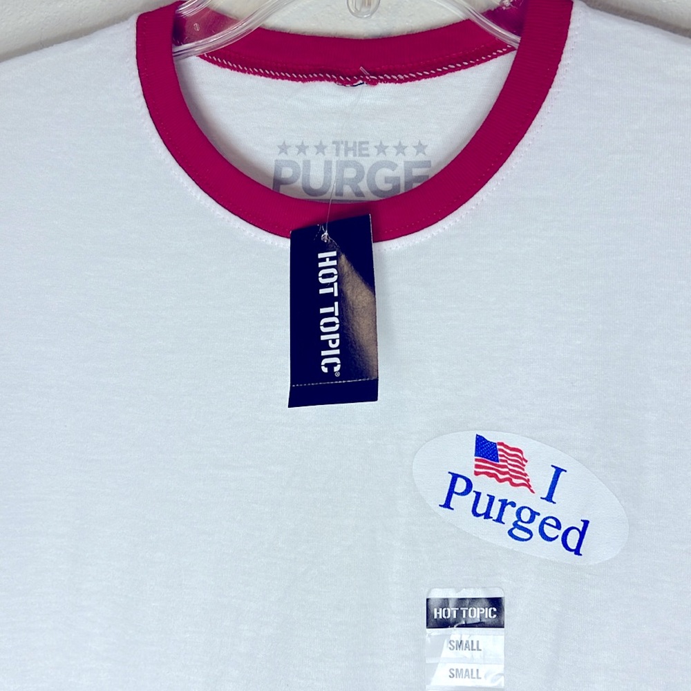 HOT TOPIC The Purge Ringer‎ T Shirt NWT Election Year Vote Horror Halloween S